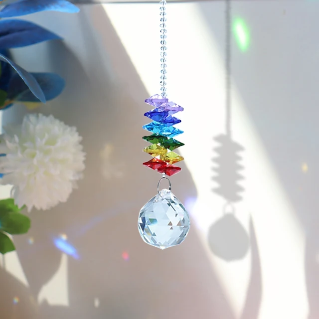 Crystal Sun Light Catchers Medál Színes Gyöngyök Lógó Csepp A Kültéri Beltéri Kert Ablakhoz Esküvői Csillár Szél Hangjelzés - Image 3