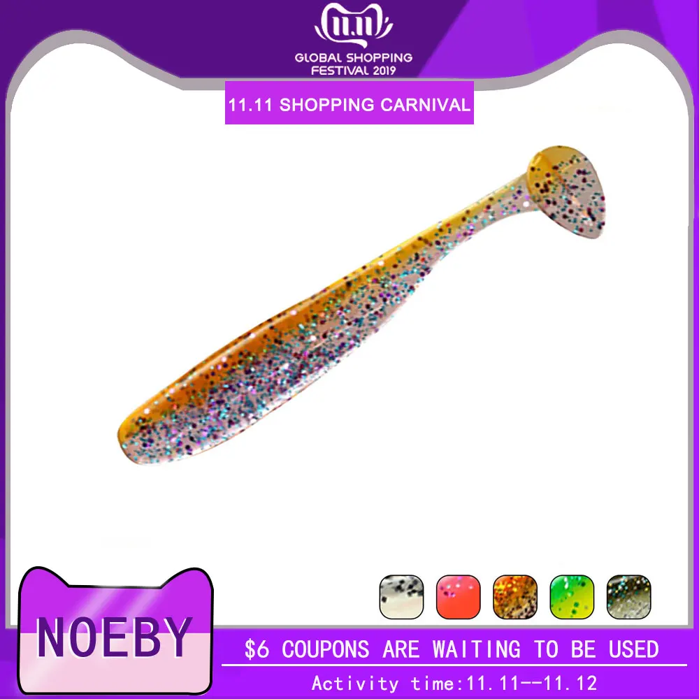 Noeby T-tail Мягкие силиконовые приманки Светящиеся 5 см/7,5 см/9 см пластиковые воблеры мигающие рыболовные приманки для ловли окуня leurre peche