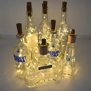 

Battery Powered Garland Wine Bottle Lights with Cork 1M 2M LED Copper Wire Colorful Fairy Lights String for Party Wedding Decor