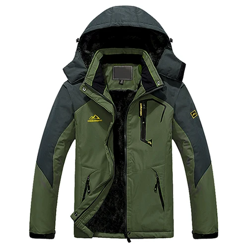Army green TACVASEN зимняя мужская куртка водонепроницаемая флисовая куртка с капюшоном пальто верхняя одежда мужская повседневная куртка теплая ветровка размера плюс 6XL - Цвет: Army green