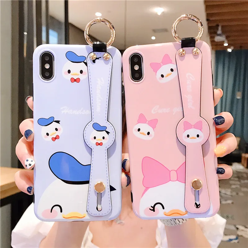 Чехол с Дональдом Дейзи Даком для iPhone 11 11pro 7 8 Plus милый мультяшный ремешок на