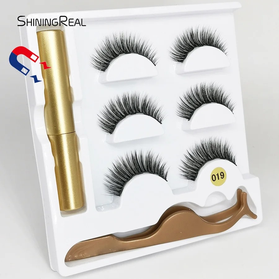 

5 Magnet Eyelash Magnetic Liquid Eyeliner& Magnetic False Eyelashes & Tweezer Set Waterproof Long Lasting Eyelash Extension