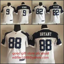 Топ, сшитый, женский, Dallas s, ladies 9, Tony Romo, 88 Dez Bryant, 82, Jason Witten, вышивка, логотипы, Размеры s-XXL, Джерси