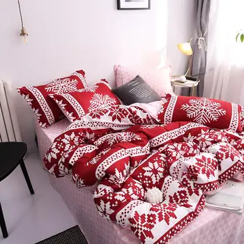 

30New Christmas Snowflakes Home bedding set 3/ 4pcs duvet cover set AB side bed linen flat sheet bedclothes adult Geometric