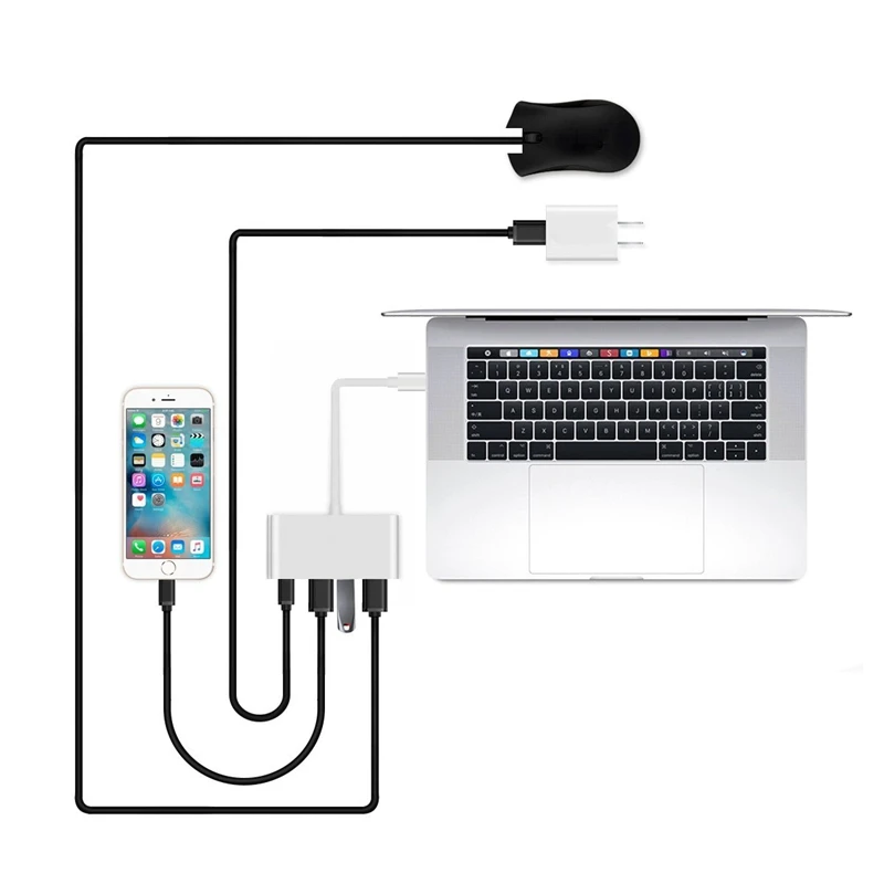 Usb type C к USB адаптеру, 3,1 USB C(Thunderbolt 3) к 3 портам USB3.0 концентратор с type-c женский интерфейс расширения для/Chrom