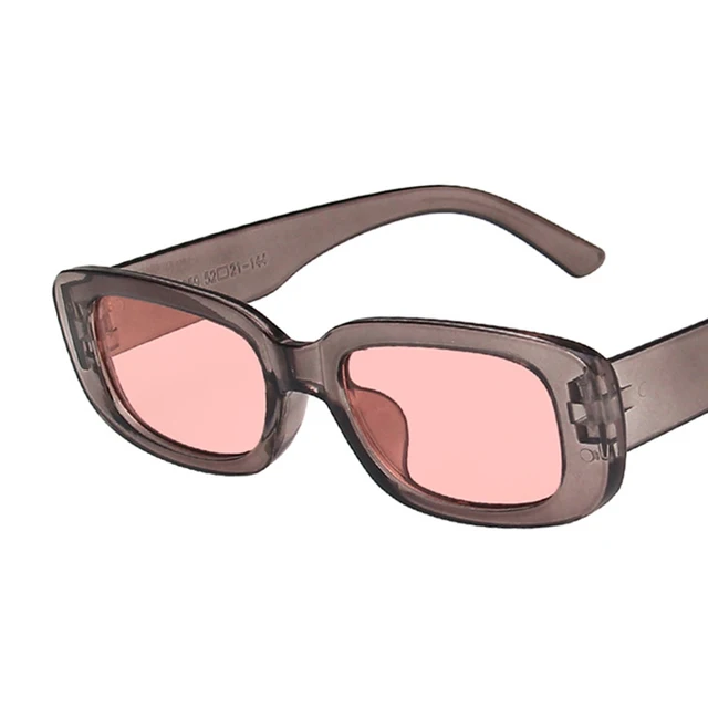 2021 New Small Rectangular luxury Women's Retro Glasses Square Sunglasses Vintage Dames lenses Decorative shades pink for women 5