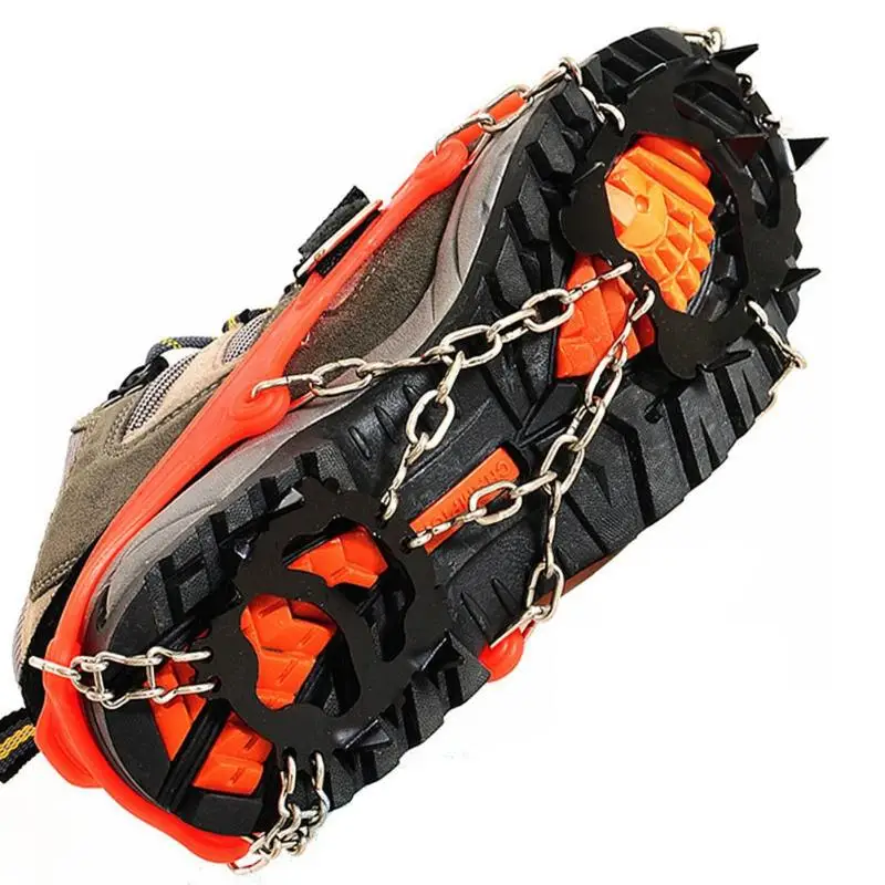 2 шт./компл. оранжевый/черный Открытый 12 зуб Non-slip льда с коническим отверстием производства коготь снежное ботинки Чехлы аксессуары для скалолазания льда с коническим отверстием производства коготь