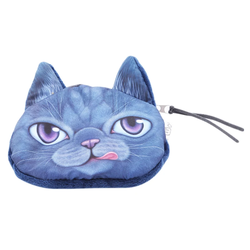 3D кошелек для девочек женская сумочка на молнии мини милый кот кошельки монет
