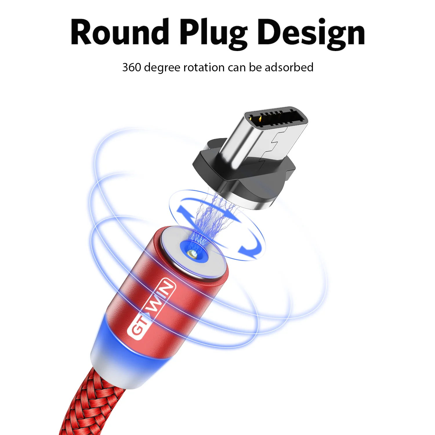 GTWIN 3M Magnetic USB Cable Fast Charging Type-C USB Cable Magnet Adapter Charger Micro USB Cable Cord For Samsung S10 S9 Plus