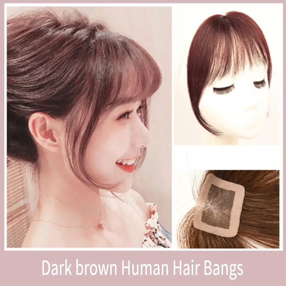 BUQI черные и коричневые волосы для наращивания челки, бесследные удобные натуральные воздушные женские челки, натуральные человеческие волосы - Цвет: 2I33