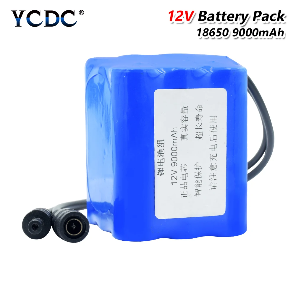 

High Capacity 9000mah 12 V Lithium 18650 Battery Pack (9pcs 18650 Lithium Ion Bateria) Replacement Batterie Discharge Protection