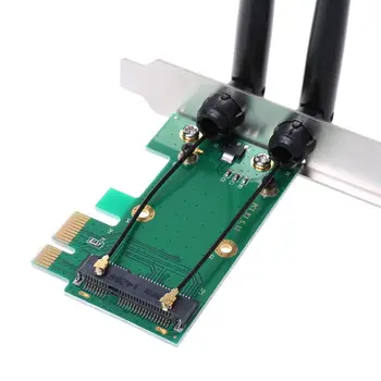 

Wireless Card WiFi Mini PCI-E Express to PCI-E Adapter 2 Antenna External PC K9FC