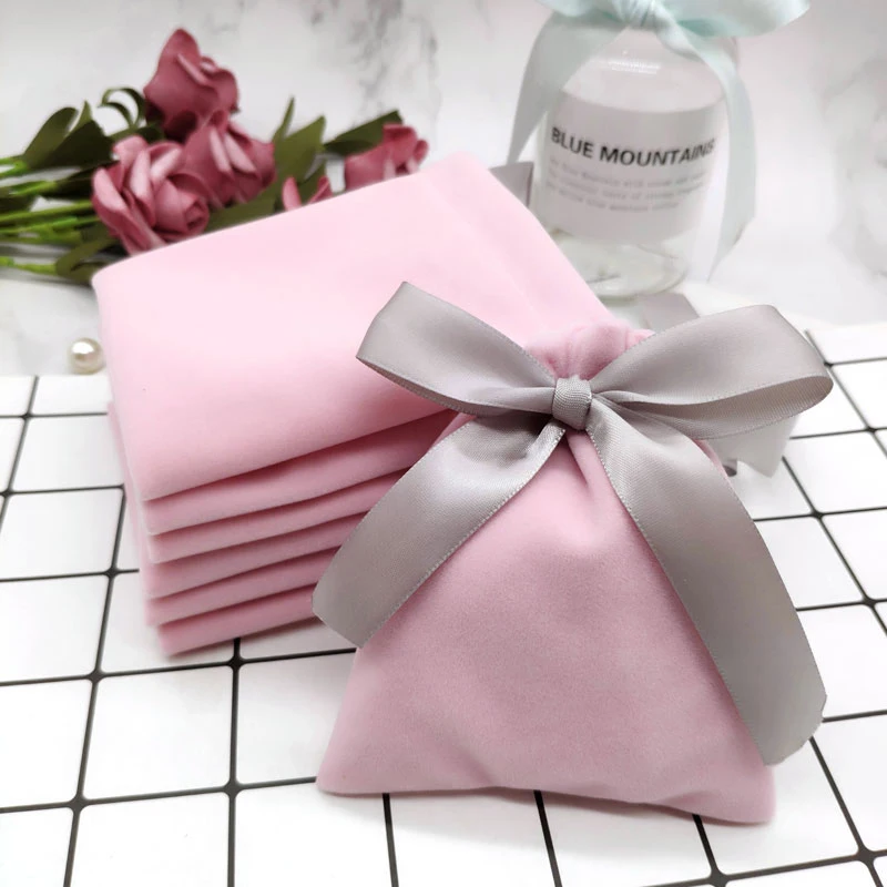 2021 50Pcs Jewelry Velvet Bag Beam Flannel Storage Pouch Wedding Candy Time Christmas Gift Packaging Fashion Simple Atmosphere