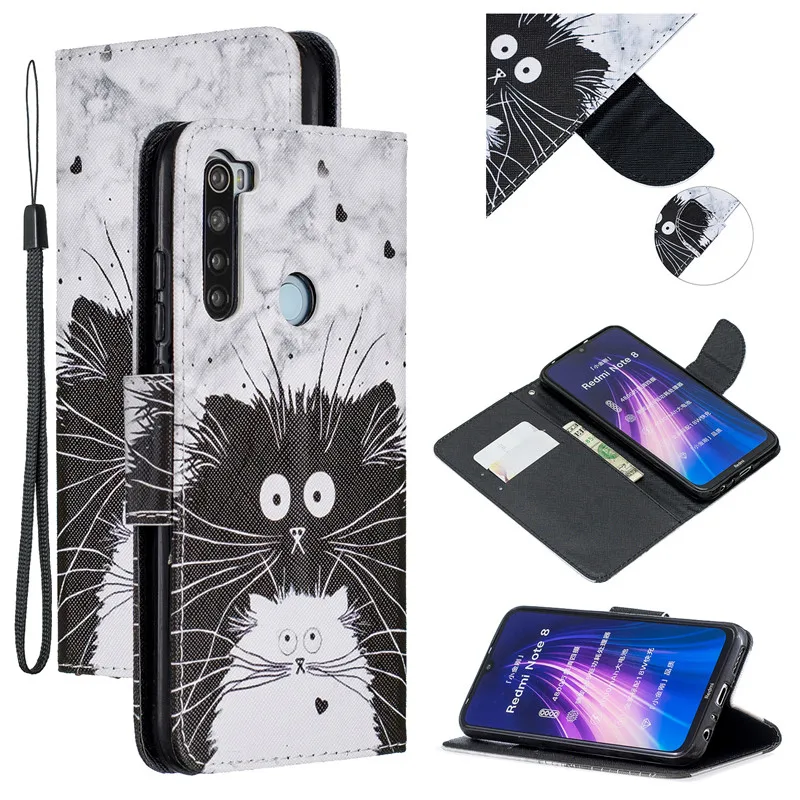 COOLY кожаный чехол-бумажник с откидной крышкой для Xiaomi Redmi Note 8 Pro 7 9T 7A K20 6 Pro 6A 5 5A задняя крышка чехол для телефона с рисунком кота мрамора