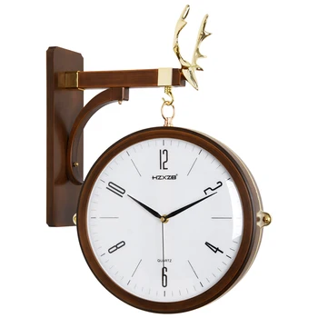 

Luxury European Wall Clock Double-sided Living Room Kitchen Silent Wall Clock Large Retro Reloj Pared Home Decorations QAB50WC