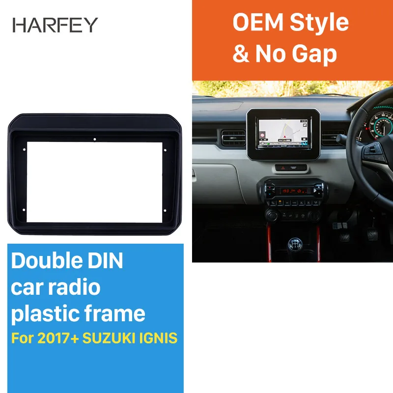 

Harfey Car Radio Frame Stereo Cover 9 inch for SUZUKI IGNIS 2017 Fascia Panel in Dash Trim Installation Mount Kit 2din OEM style