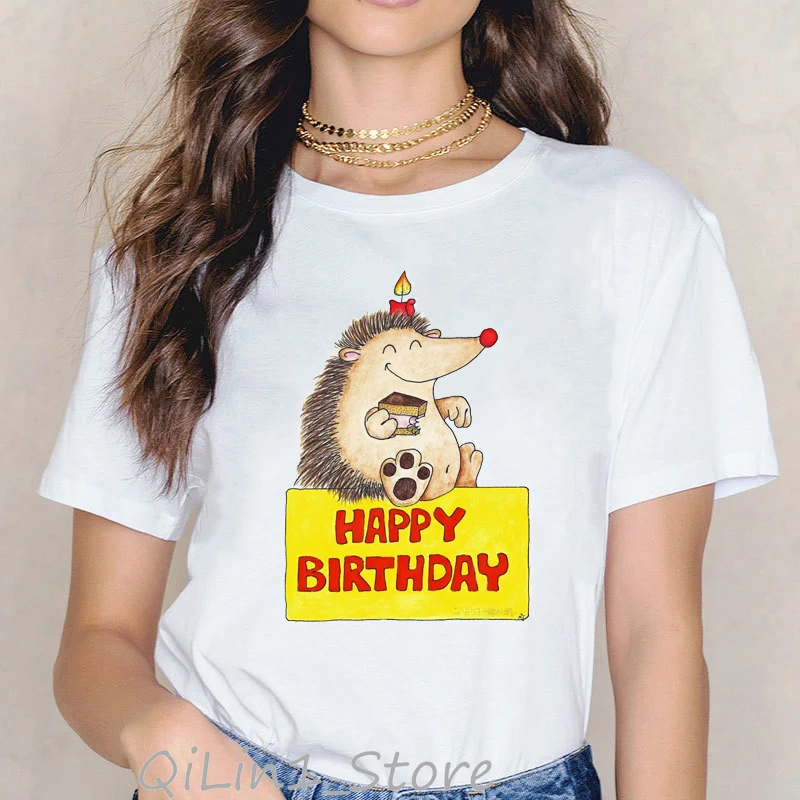 10405 Harajuku kawaii Hedgehogs футболка с животным принтом femme 90s подарок на день рождения Рождество летний топ Милая футболка женская одежда tumblr - Цвет: 10405