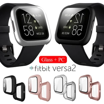 

360 Full Cover for Fitbit Versa 2 Band 9H Tempered Glass Screen Protector Hard Matte PC Case Shell Smart Watch Accessories