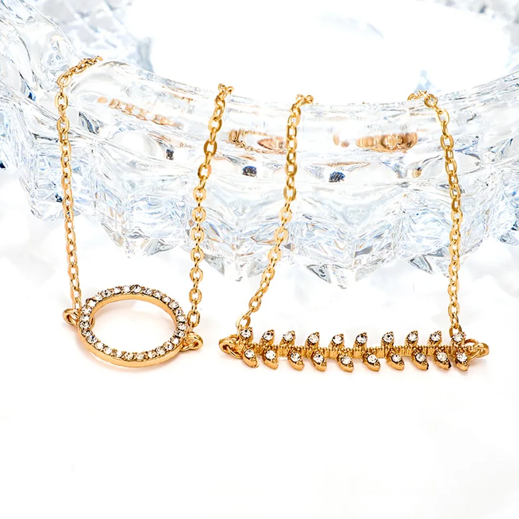 Модный многослойный элегантный женский кулон, полый круглый алюминиевый браслет в форме рыбьей кости, набор из четырех подарочных браслетов#40