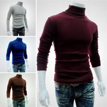 

Casual Men Sweaters Winter warm Long Sleeve Turtleneck Pullover Knitted Sweaters Slim Male Knitted Sweaters Men's Clothing