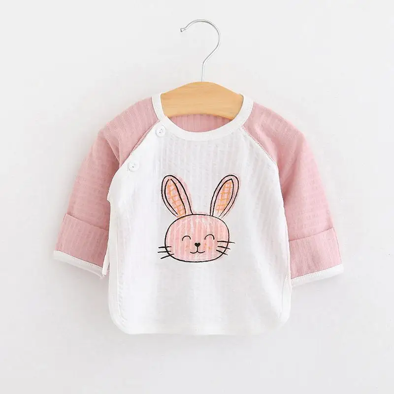 Newborn Half Back Clothes 0-3 Months Summer Pure Cotton Infant Baby Boys Girls Monk Clothes Casual Thin Long Sleeve Tshirt - Цвет: P1