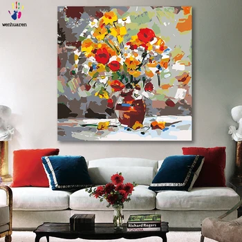 

DIY colorings pictures by numbers with colors Abstract flower arrangement picture drawing painting by numbers framed Home