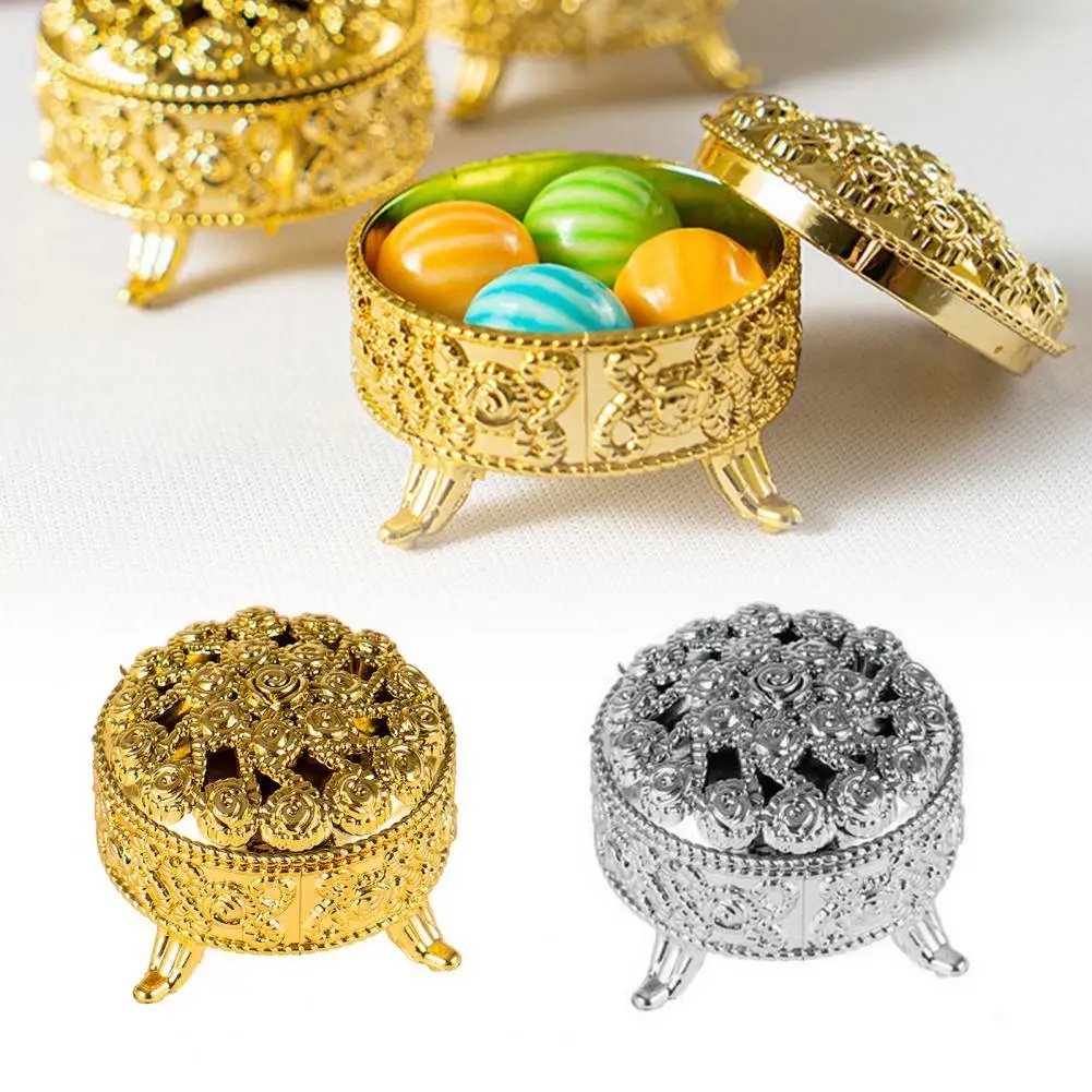 1 Pcs Cookie Candy Iron Box Sealed Gold Silver Dampproof Container Rose Tea Pot Tin Trinket Party Supplies | Дом и сад