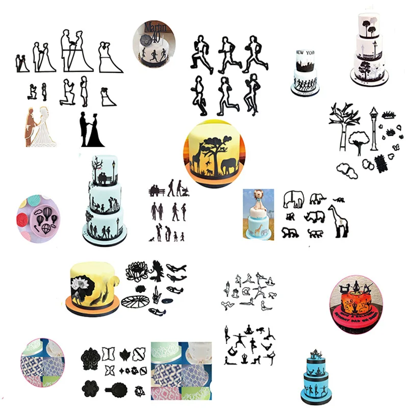 12PcsSet Yoga Cookie Cutting Mould Fondant Cupcake Chocolate Printing Mold Baking Surround Decorate Tool Biscuit Cutter Moulds6
