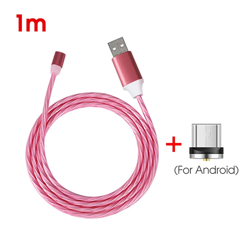 For Micro Red Светящийся кабель мобильного телефона зарядный кабель светодиодный Micro usb type C зарядное устройство для samsung Galaxy S10 S9 A50 A70 зарядный провод шнур - Цвет: For Micro Red