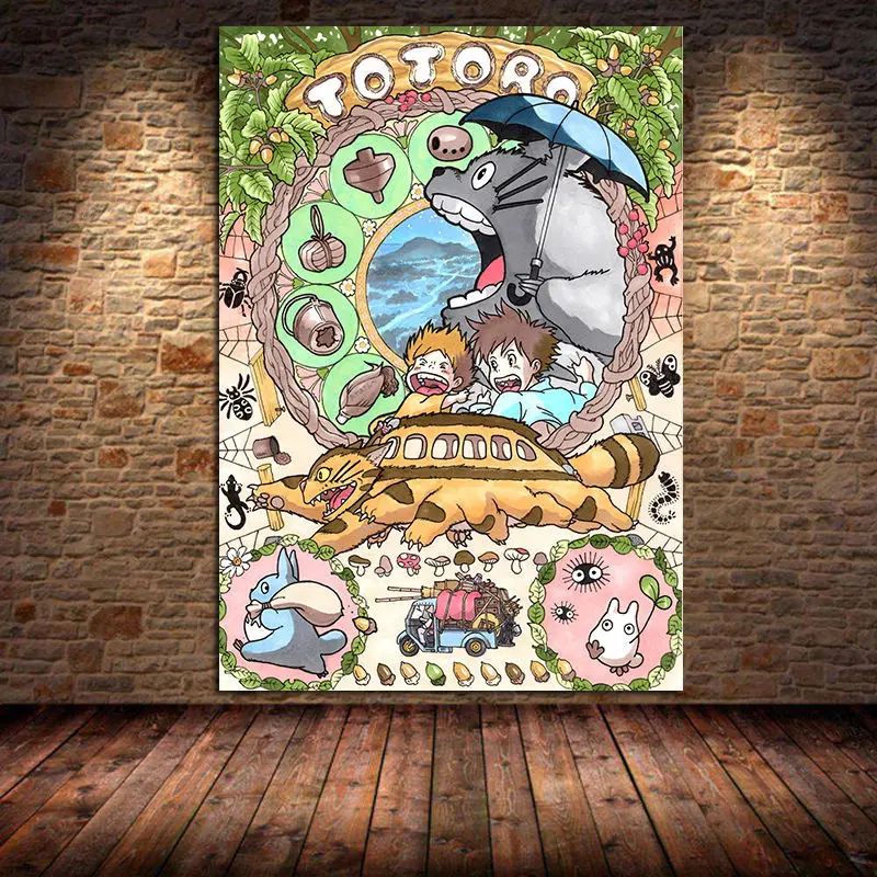 Japanese Anime Canvas Painting Totoro on The Wall Art Posters and Prints Pictures for Living Room Home Decor Cuadros Unframed | Дом и сад