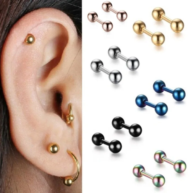 Ensemble de Boucles d'Oreilles Noires en Acier Inoxydable pour Homme et Femme, Piercing, Gothique, Street Pop, Hip Hop, Cercle, Unisexe, 5/6 Paires