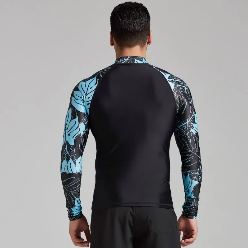 Men's Rash Guard Shirt, UV Sun Protection, Long Sleeve Top, Skins Tee, Compression Base Layer, Wetsuit, Printed Surf, Swim Dive