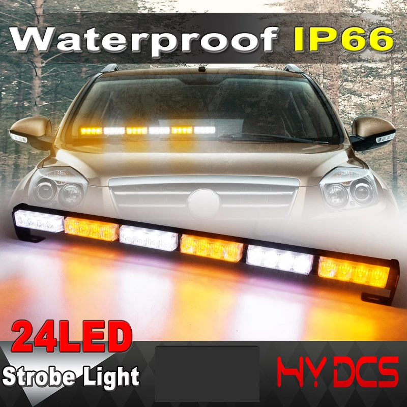 

24 LED High Power 12V Car Truck LED Strobe Light Fireman Police Flashing Light Bar Emergency Lamp Warning Lights Yellow White