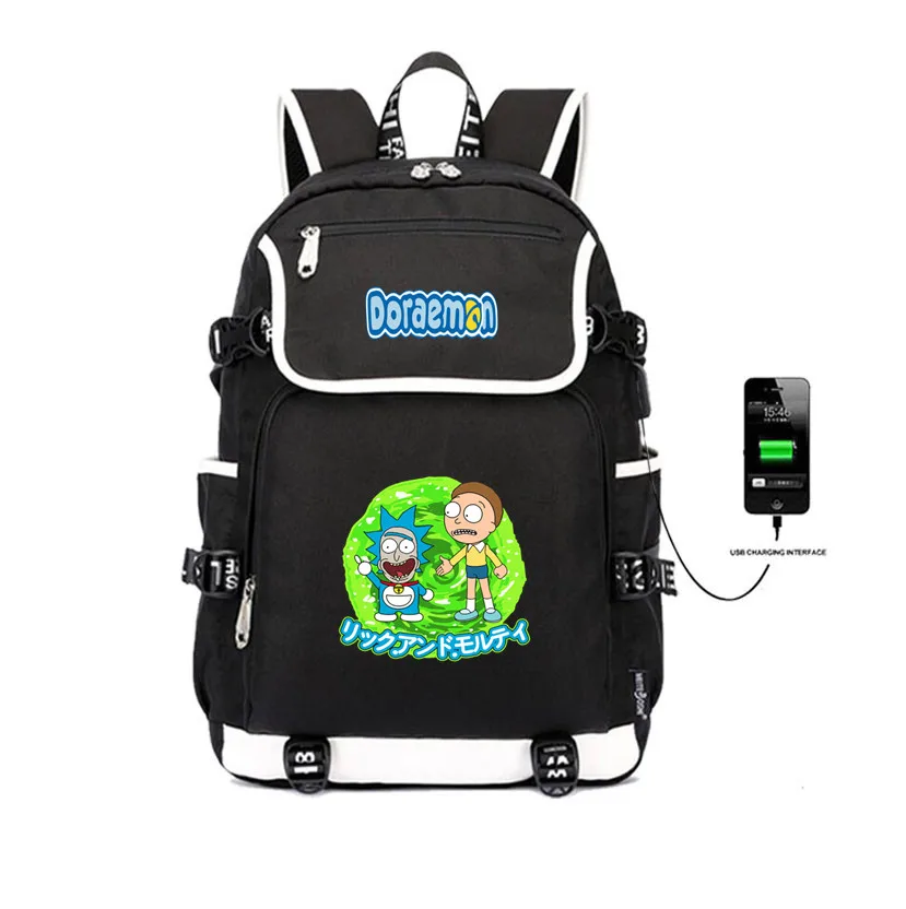 Doraemon рюкзак usb зарядка Рюкзак для ноутбука женский молодежный рюкзак школьные ранцы аниме рюкзак с мультяшным принтом