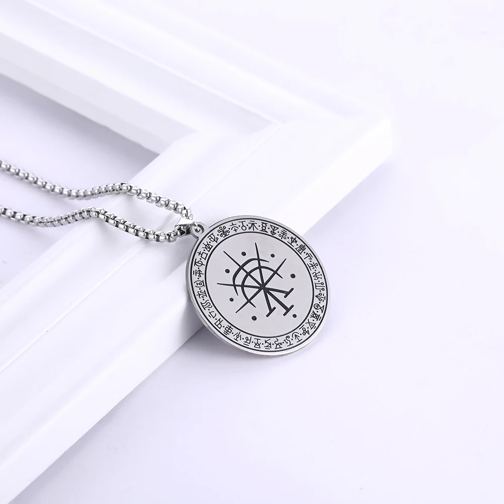 Dawapara Occultism Sigil Ethnic Pendant Necklace Stainless Steel Amulet Attracting Money and Health Good Luck Wolf of Antimony 6