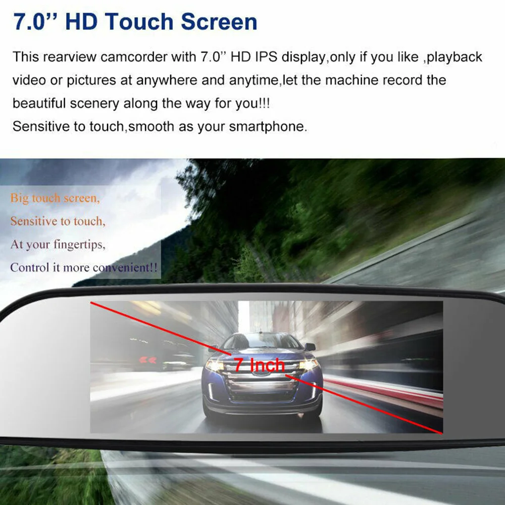 Новейший автомобильный видеорегистратор Full HD 1080P 7 дюймов ips сенсорный видеорегистратор камера с двумя объективами с камерой заднего вида Авто регистратор видеорегистратор