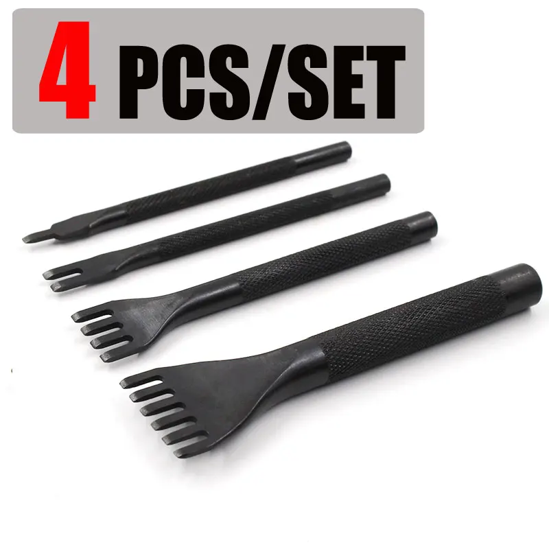 1SET(4piece) 3 мм кожаный инструмент дырокол плоский Дырокол швейный инструмент DIY кожаные Инструменты дырокол для шнуровки для сшивания рабочее долото - Цвет: 1SET(4piece)