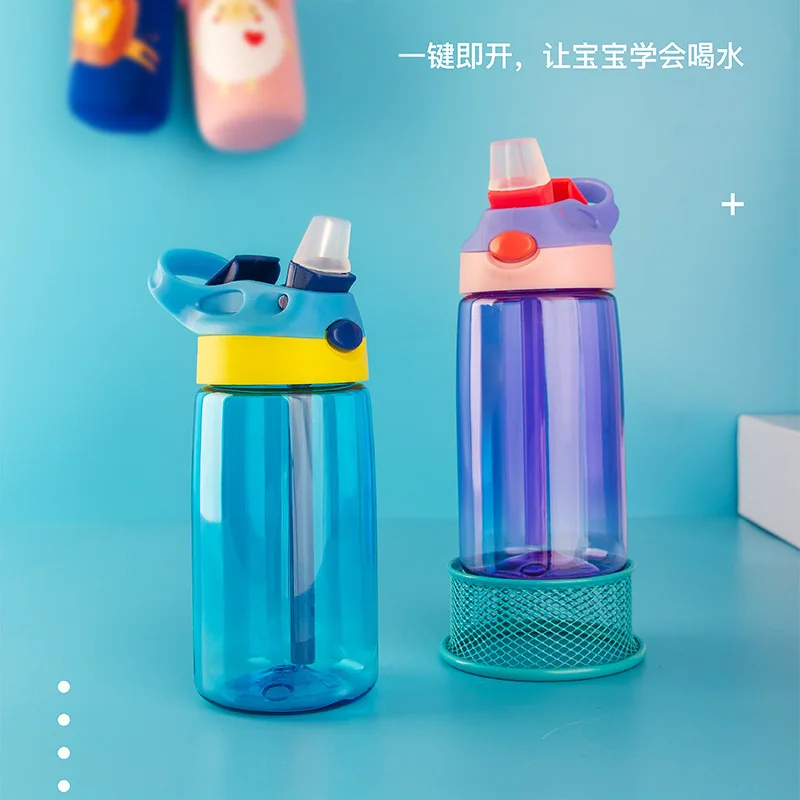 480ML Kids Water Cup Creative Safe Baby Feeding Cups With Straws Leakproof Water Bottles Outdoor Portable Children's Cups