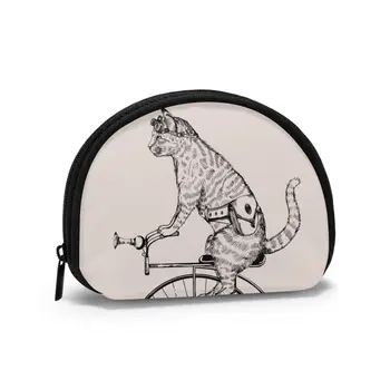 

2020 Man Women Smart Wallet Business Card Wallet Credit Business Mini Card Wallet Steam-punk Cat On Retro Bicycle With Bag
