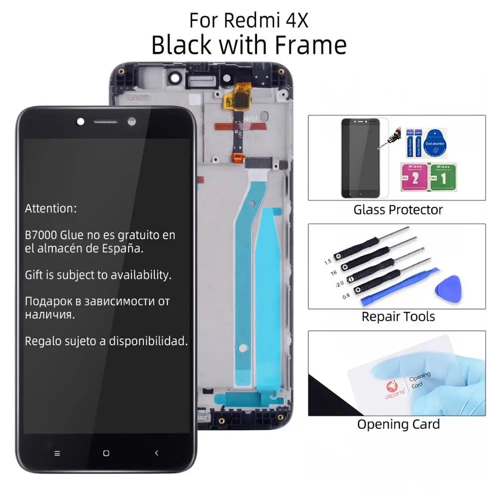 4X Black with Frame Дисплей для For Xiaomi Redmi 4X 4A LCD в сборе с тачскрином на рамке 5.0'' черный белый золото - Цвет: 4X Black with Frame