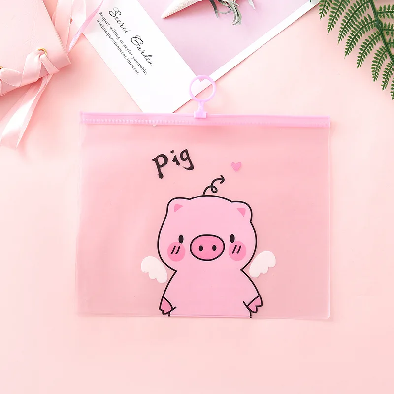 Cerdo rosa de dibujo animado lápiz caso lápiz bolsa Kawaii papelería regalo de almacenamiento de gran capacidad de artículos para la mochila del colegio