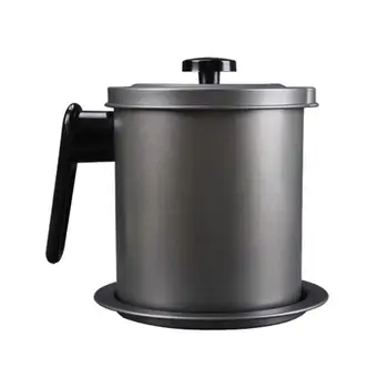 

1.4L Leakproof Grease Container Oil Strainer Storage Can Pot Colander w/ Filter