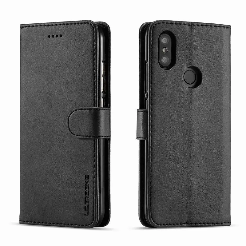 Для Xiao mi A2 Чехол Флип-бумажник Магнитный чехол для Xiaomi mi A2 6X чехол Роскошный Кожаная Обложка для книг mi 6X чехол для телефона держатель для карт - Цвет: Black