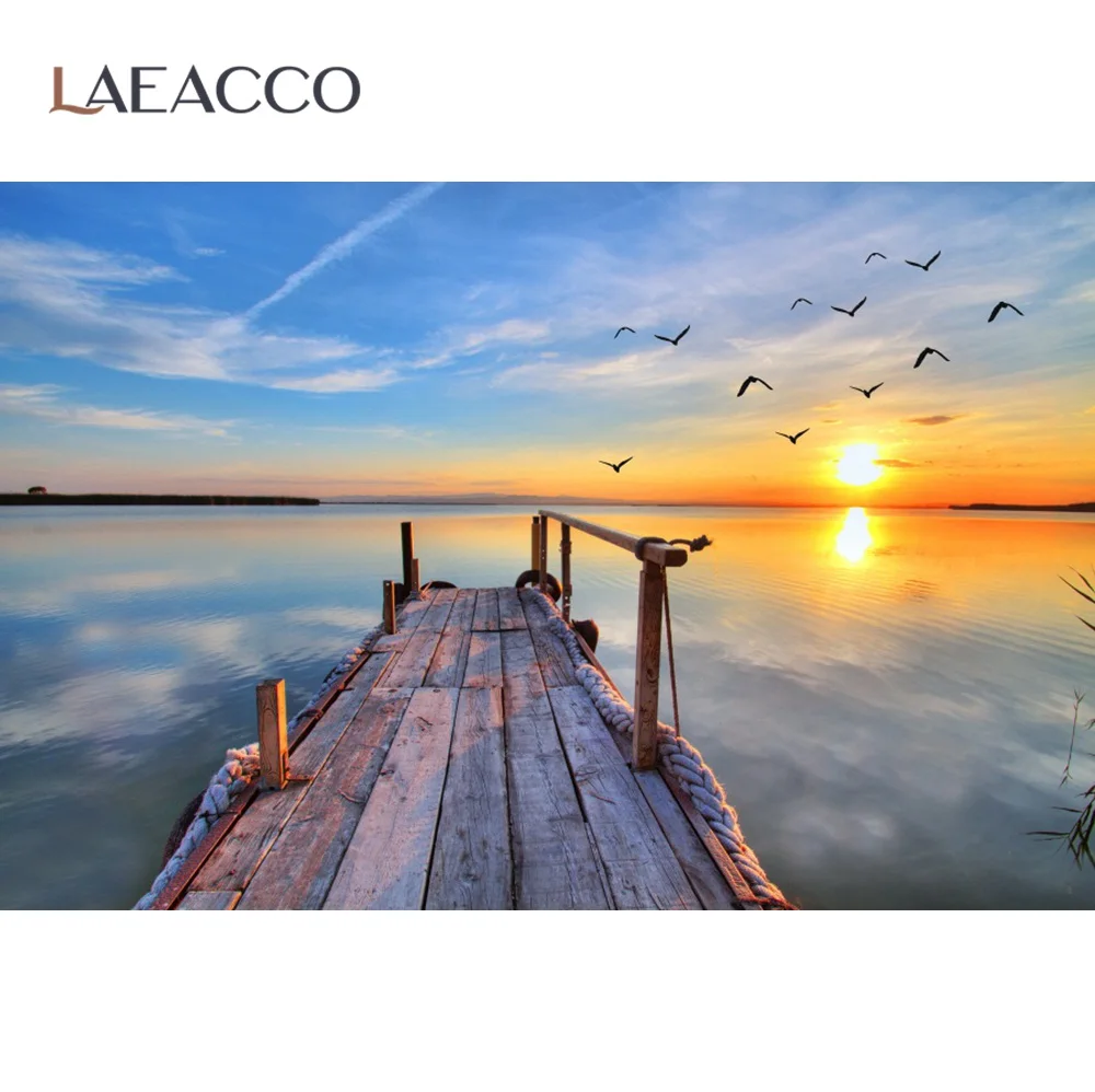 Фотофон для студийной фотосъемки с изображением деревянного моста морского