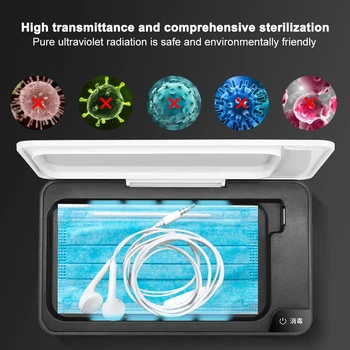 

High Transmittance Portable Sterilizer Light Disinfection Box For Mobile Cellphone Tools Wireless Charging Function