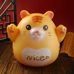 Tirelire porte bonheur à grande capacité pour étudiants, cadeau d'anniversaire, cadeau de vacances, tigre porte bonheur, dessin animé mignon, tirelire à grande capacité 