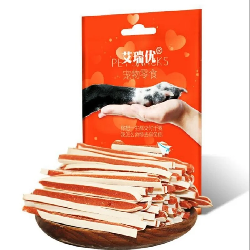 100g long stripe Лакомство для собак куриная грудка треска сэндвич универсальное питание здоровая собака еда чистые зубы обучение награда закуски для собаки - Цвет: 100g long stripe