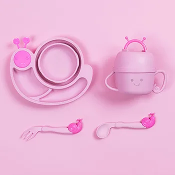

Kitchen Accessories Binaural Cup Cutlery Set Tableware Plate Baby Training Bowl Spoon Fork Cartoon Rice Wheat Straw