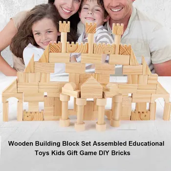 

DIY Bricks Kids Gift Assembled Wooden Building Block Set Learning Children Geometric Intellectual Game Smooth Educational Toys