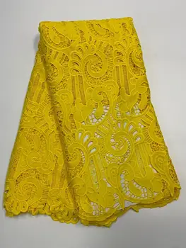 

African Lace Fabric yellow Color Guipure Lace Fabric 2020 High Quality Nigerian Cord Lace Fabric For Wedding Dresses